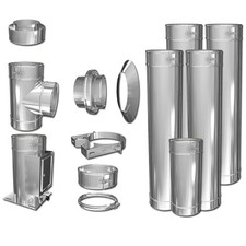 Aussenkamin Edelstahlkamin DW 120 doppelwandig 0,5 mm / 0,6 mm T600 Schornstein