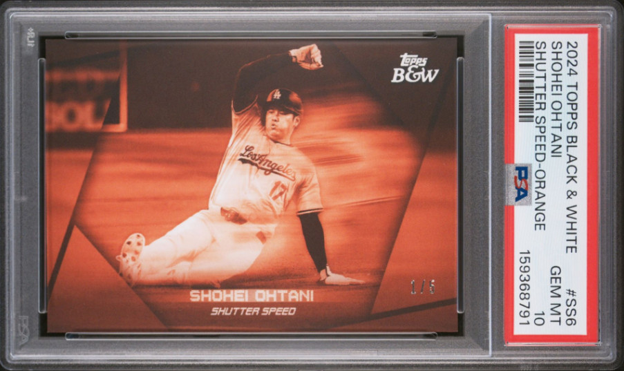 2024 TOPPS BLACK & WHITE SHUTTER SPEED SS6 ORANGE #1/5 SHOHEI OHTANI PSA 10