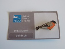 RSPB pin badge Giving nature a home bullfinch