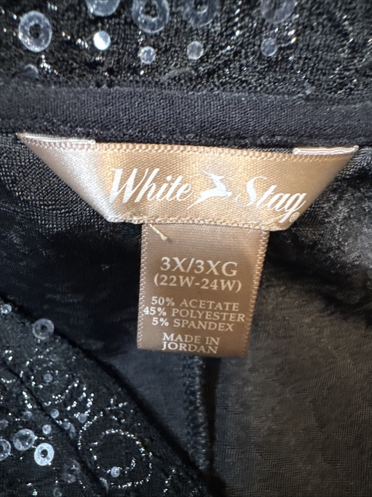 White Stag Shirt Top T-Shirt Women 3X (22W-24W) Sequin Black Floral