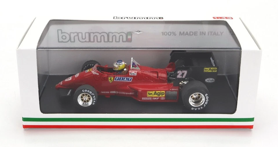 MODELLINO AUTO STATICO BRUMM FERRARI F1 126C4 FIGURE ALBORETO BELGIUM 1984 1/43 - Immagine 4 di 4