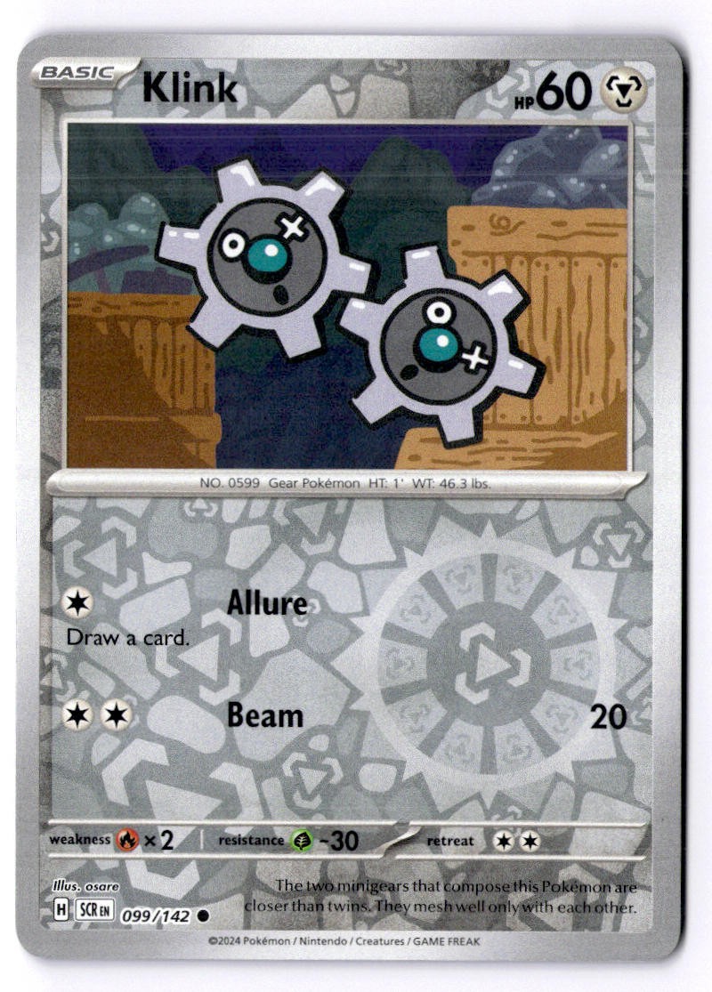 Klink 99/142 Reverse Holo Common Stellar Crown Pokemon NM
