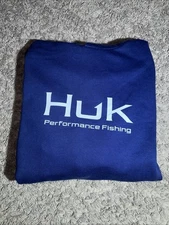 NEW Men's Huk Navy Blue Cotton Fleece Hoodie Size Large MSRP $50