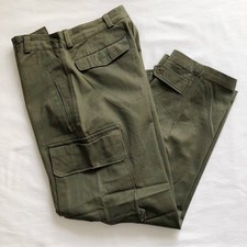 Vintage 1960's French Army M 47 Cargo Pants Size 21 Olive Green Deadstock