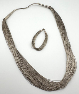 Sterling Silver Vintage Liquid Silver Necklace & Bracelet 146.2g