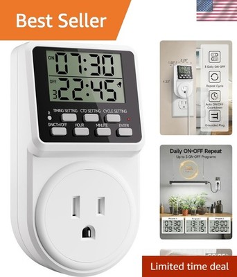 Ultimate Energy Manager: Digital Repeat Timer Plug, 15A, Ideal for Every Home