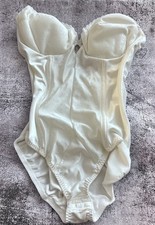 Vtg Sophistique by Smoothie Women's White Snap Crotch Teddy Strapless Size 36B