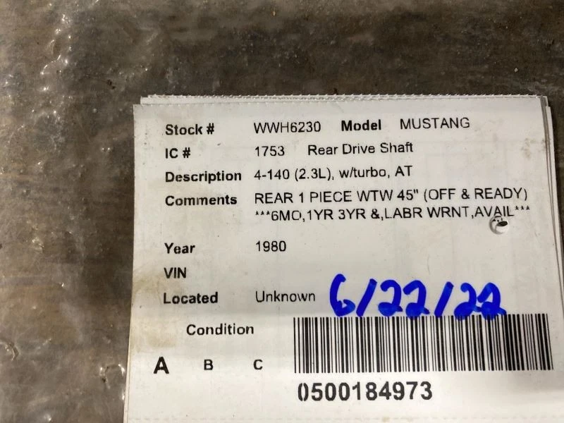 Rear Drive Shaft 4-140 2.3L Automatic Transmission Fits 79-82 CAPRI 1575815 - Изображение 4 из 4