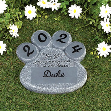 Pet Cat Dog Memorial Paw Print Stone PERSONALIZE FREE Beloved Departed Grave