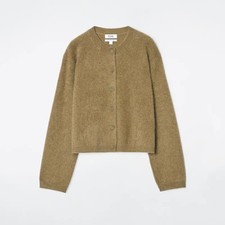 New COS Womens Round Neck Napped Cashmere Button Knit Cardigan Sweater Coat