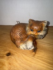 Vintage Persian Cat Wax Candle Beige  Blue Eyes Carved Sculpted Figurine MCM
