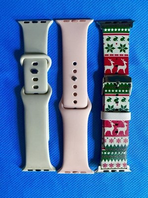 3 Silicone Wrist Straps for Smart Watch/Apple Watch 8 7 6 5 4 3 2 1 SE - 38/40mm