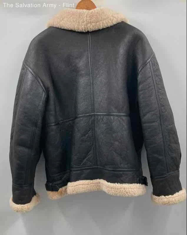 USAF Mens Black Leather Long Sleeve Pockets Full-Zip Bomber Jacket Size L - Image 2 of 4