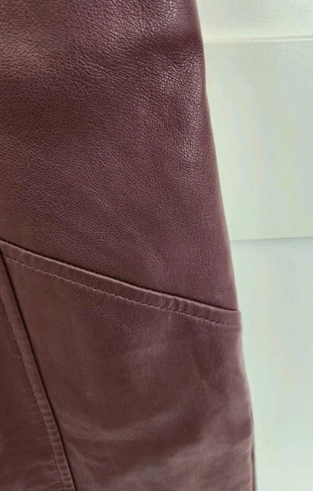 New Look Burgundy Leather-Look Skirt – Size 10 - Image 3 of 4