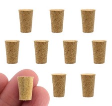 EISCO 10PK Cork Stoppers, Size 0-7mm Bottom, 10mm Top, 13mm Length - Tapered Sh