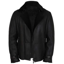 Men’s Shearling Sheepskin Leather Aviator Jacket: Vintage B3 Bomber