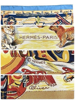 Hermes Scarf TSITSIKA by Kermit Oliver 90 cm silk brown Carre