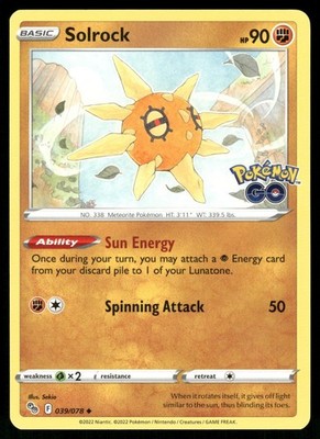 Solrock 039/078 Uncommon Pokemon GO Pokemon Near Mint