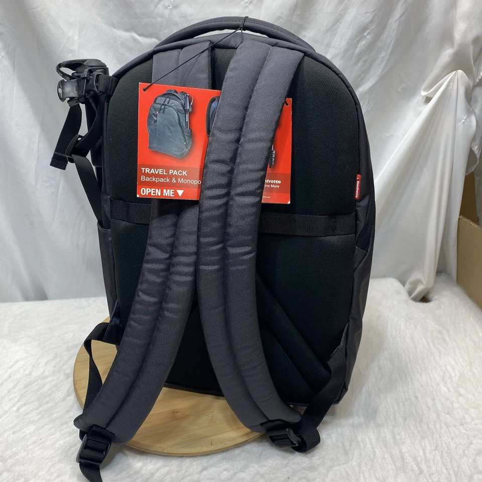 Manfrotto Camera Backpack Gray With Compact MMC3-01M Monopod Trvlpack Laptop - Image 3 of 4