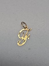 14k Yellow Gold Cursive Letter "F" Pendant Charm Monogram Initial