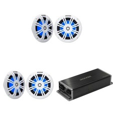 Kicker Marine KPX300.4 Powersports Amp 2 6.5" White Marine LED Speakers