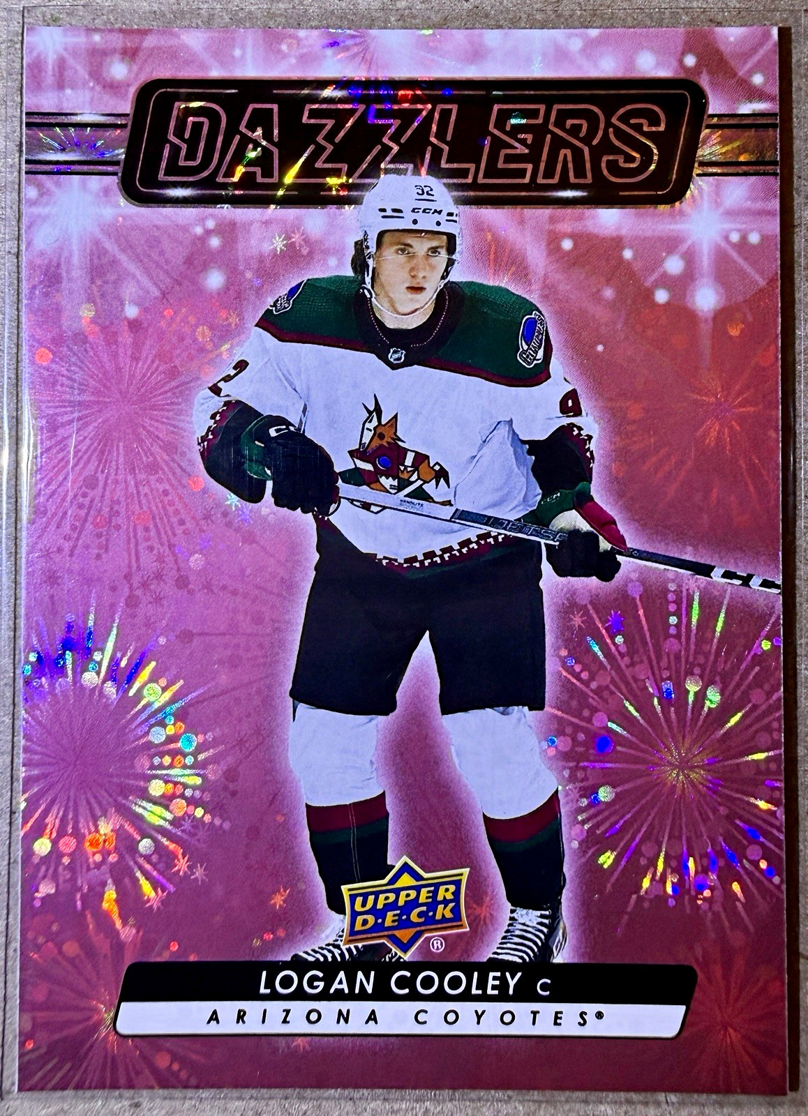 Upper Deck 2023-24 Extended Series Dazzlers Pink RC Logan Cooley Coyotes DZ-119