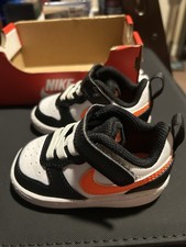 Size 4c- Nike Court Borough 2 Low White Black Orange