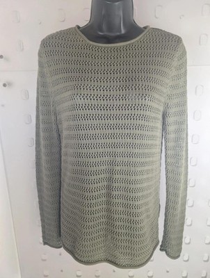 Carolyn Donnelly The Edit Khaki Häkel Longline Strick Baumwolle Boho Pullover S