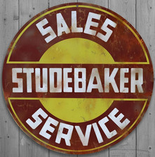 Studebaker Sales & Service 8" Diameter Retro Novelty Metal Sign Made In USA
