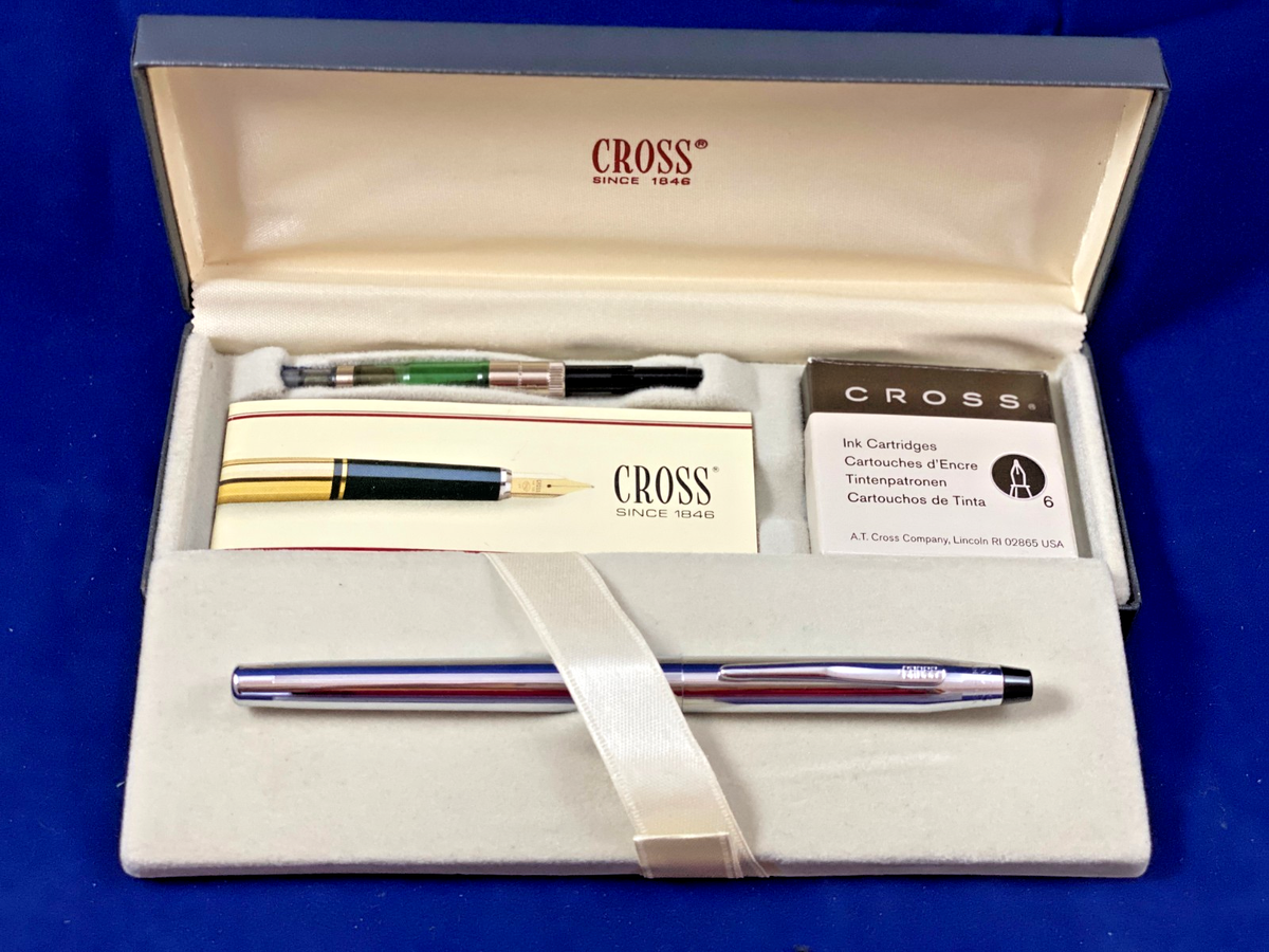 CROSS CLASSIC CENTURY CHROME FOUNTAIN PEN W/F-Nib #3509-FS -MADE