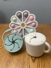 Baby Silicone fidget Toy With 2 Silicone Snack Cups With Handles