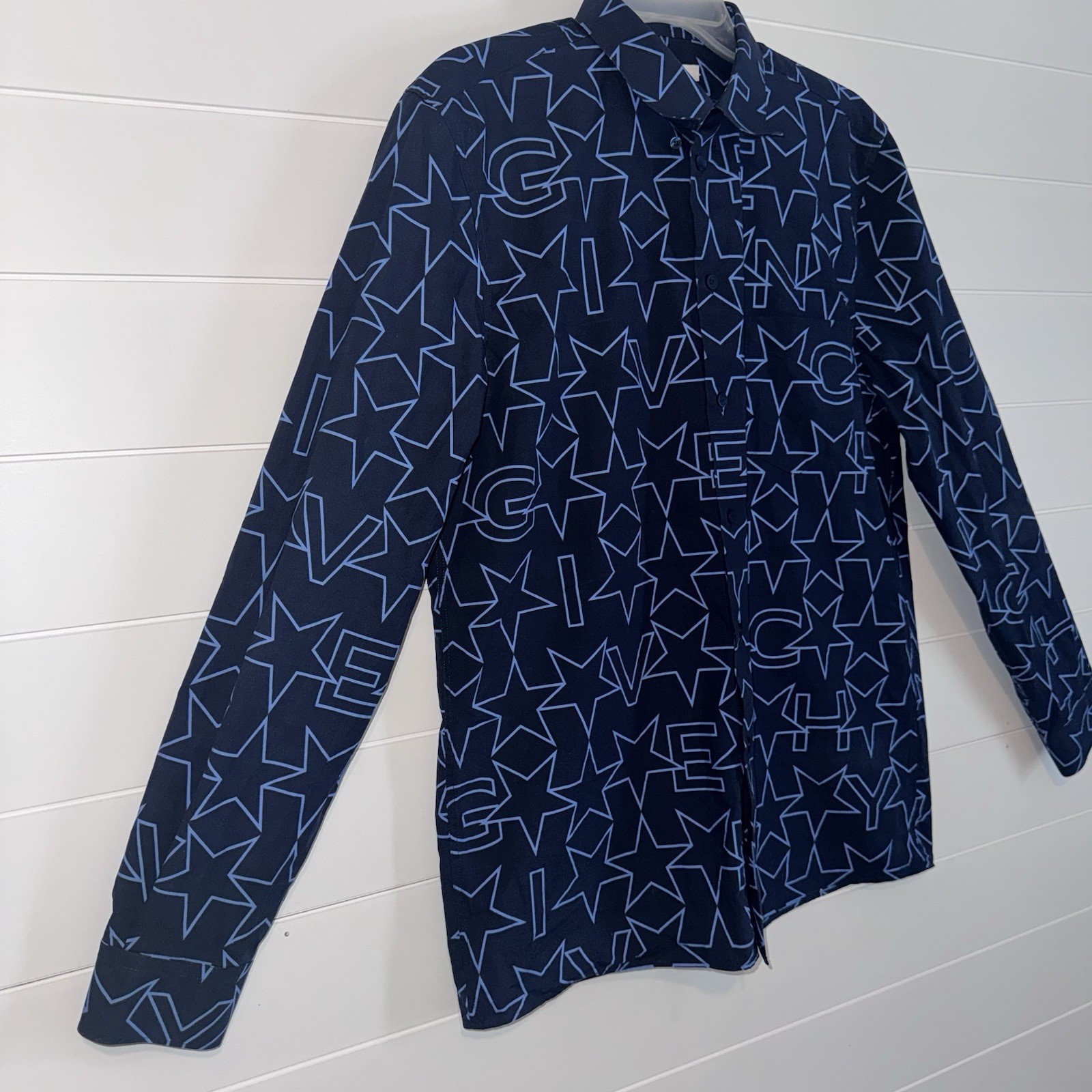Givenchy Star Patterned Blue Longsleeve Button Do… - image 4