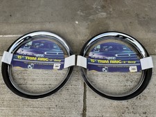 Vintage Rally 9492 15 Chrome Wheel Trim Rings Pair New 2 Deep Napa 821-6112