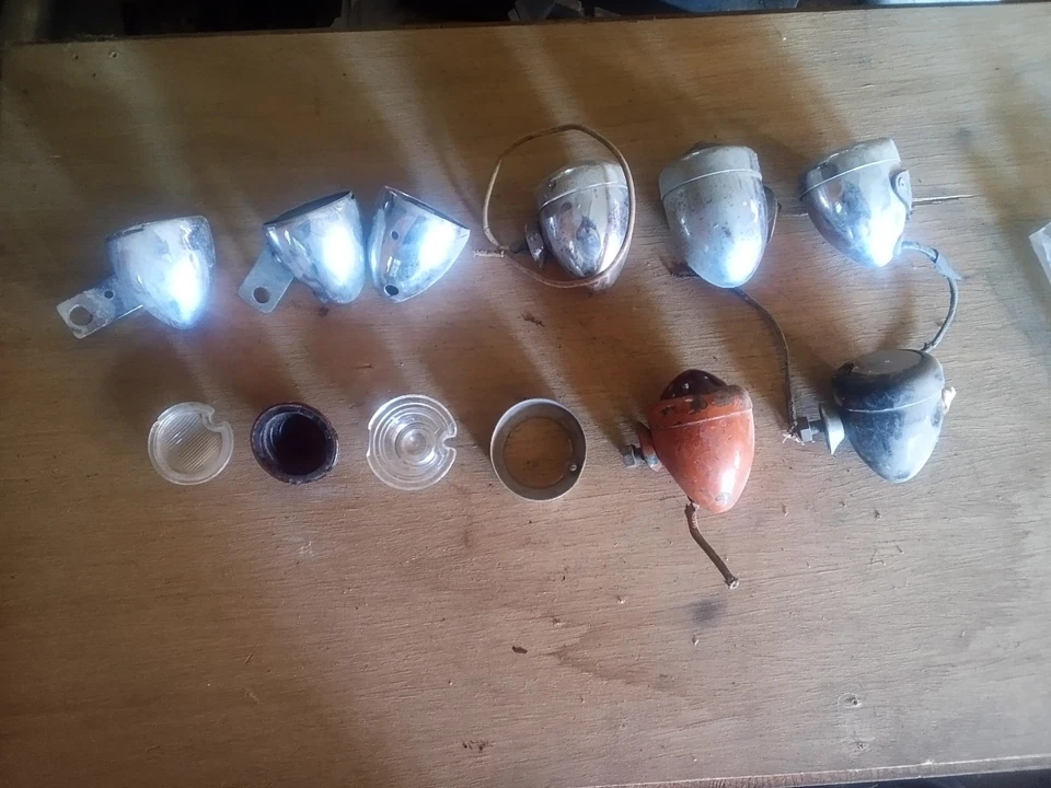 Harley Davidson Knuckle Pan Park Marker Lights Años 40 Años 50. Lote de 12 lentes de vidrio Foto 4 de 4