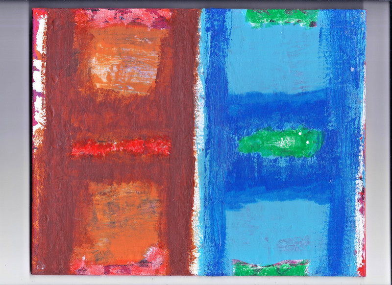 SPLIT SCREEN AMERICA - Painting 10x8 Abstract Dada Surrealism Sociology Cinema