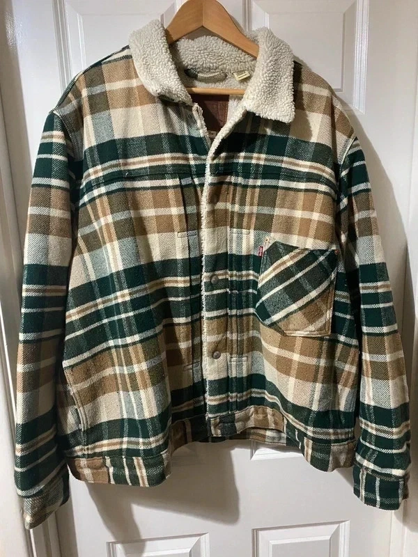 LEVIS Trucker Sherpa Jacket XXL plaid check green lumberjack shirt
Opens in a new window or tab