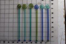 Vintage Set of 6 Art Glass Swizzle Stir Sticks, Pinwheel, Wormhole, Swirl Murano