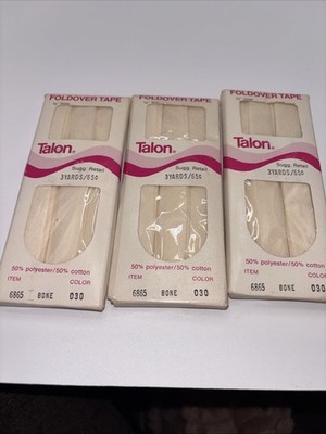 3 Bone (off White)  Lot Vintage 1/2'' Talon  Rollover Tape 3 Yds Each D7