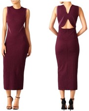 Opening Ceremony Dress Women Large Purple Plum Cut Out Thalia Puckered Midi NWT