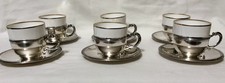D. Garcia Sterling Silver 916 - Set of 6 Demitasse Cups & Saucers with Liners
