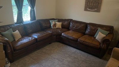 Bernhardt 5-Seat Leather Sectional - Nailhead Trim - AS-IS Project Piece