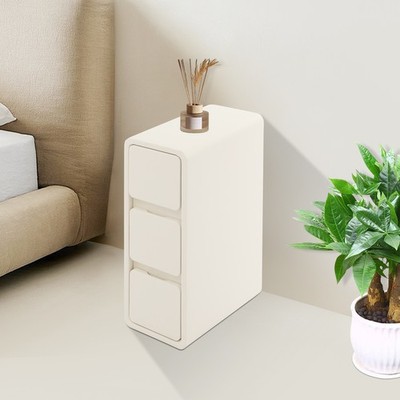 Narrow Nightstand Modern Solid Wood Bedside Table With 3 Drawers Storage Cabinet