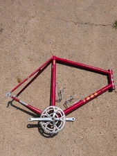 Vintage Trek 1000 Frame 700c USA Aluminum Red Specialized Crank Set