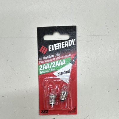 Eveready Flashlight Bulb 222 Standard for 2AA/2AAA Batteries, 2-Pack