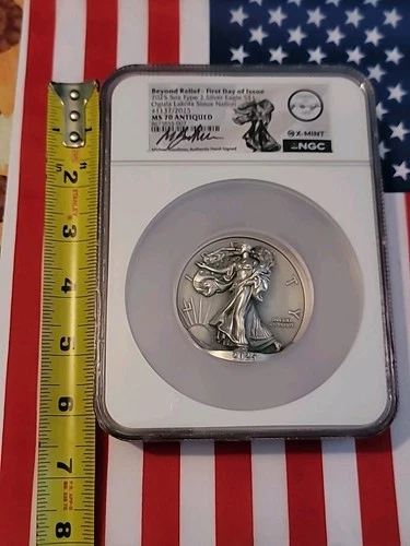 2025 5oz Silver Eagle Beyond High Relief NGC MS70 Michael Gaudioso #1137 of 2025