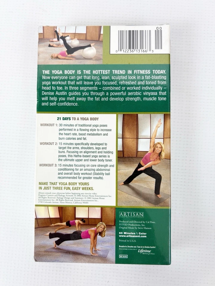 Denise Austin Fat Blasting Yoga VHS 2002 60 Minutes Brand New Sealed - Image 2 of 4