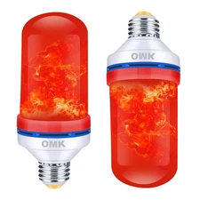 OMK - Christmas Decor LED Flame Effect Light Bulbs - Upgraded 4 Modes Fire Si...