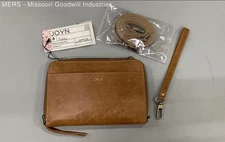 Women's Joyn Tan Classic Solid Leather Zip Around Wristlet Wallet Purse