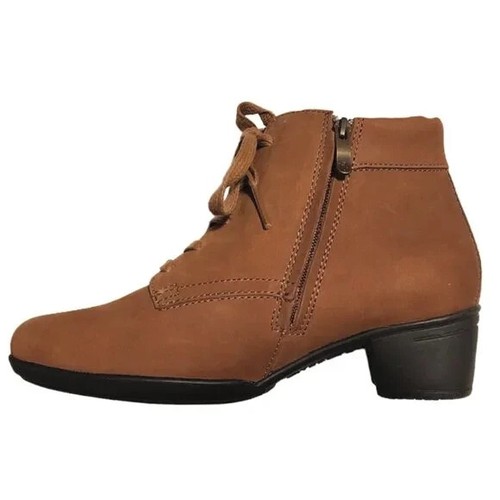 NEW bussola Women Porter Pavia Nubuck Leather Cognac Lace Zip Up Ankle Bootie - Picture 2 of 8