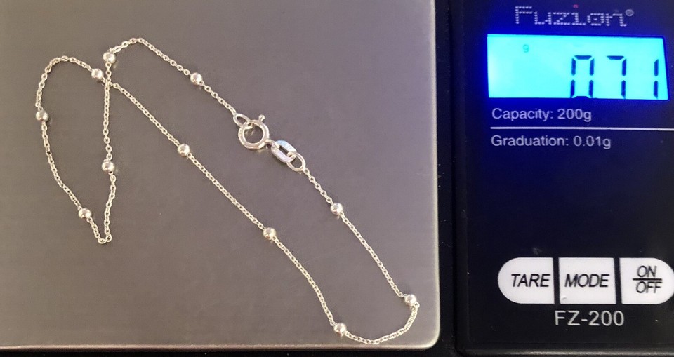 Signed Italy MA STERLING SILVER 925 2mm Saturn Ball Bracelet Anklet